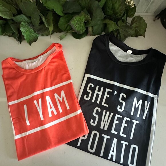 Unknown Tops - Couples Matching T-Shirts "I Yam" & "Shes My Sweet Potato" XL Fun Design